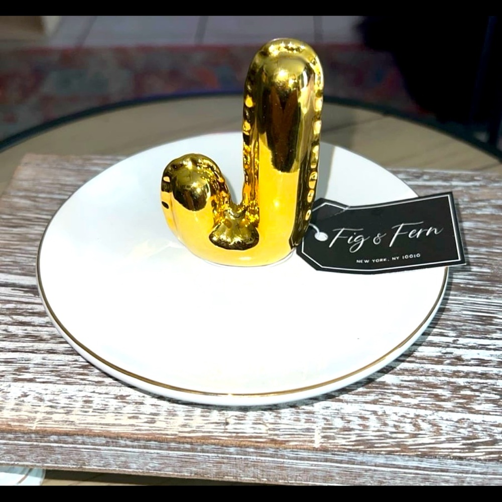 MYLAR BALLOON/ PUFFY LETTER J TRINKET DISH